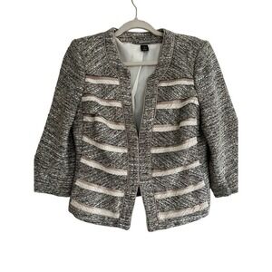 White House Black Market Boucle Blazer Tan and Metallic Size 10